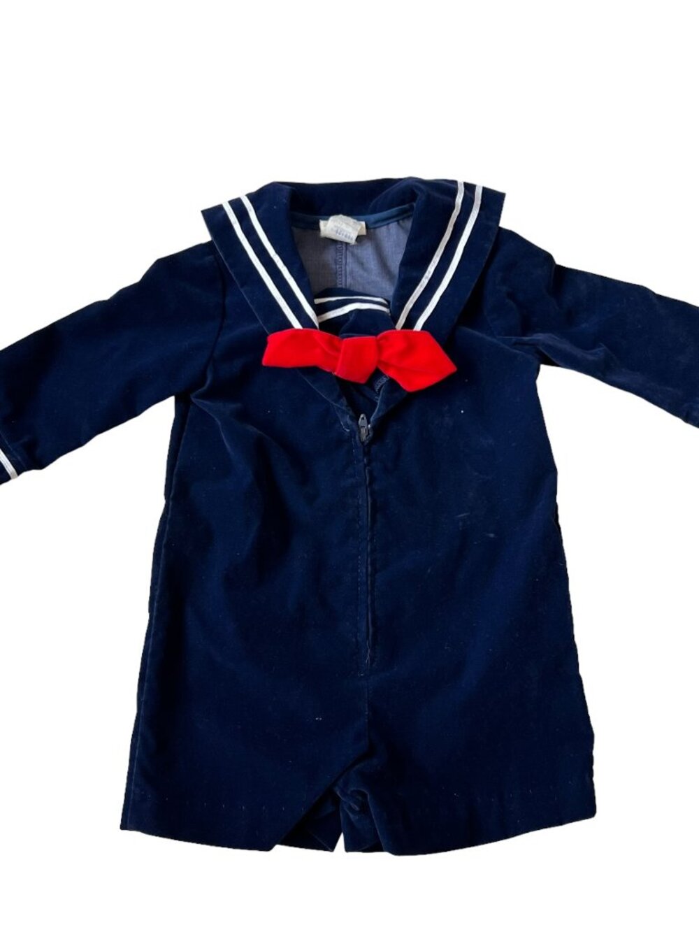 Vintage Winnie The Pooh baby romper navy blue velour Sears and Roebuck